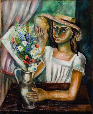 Valentine Prax, Portret kobiety z kwiatami (Autoportret) │1926